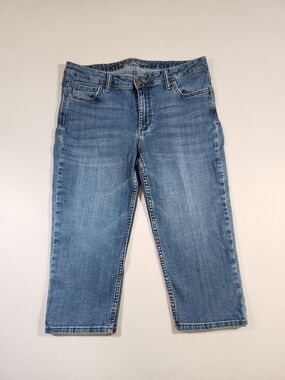 Wrangler Denim Cropped Jeans Capris WOmens 12 Straight Leg Whiskering Casual